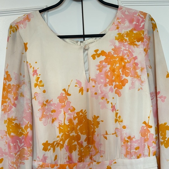 Anthropologie Paper Crown Muri Cream Floral Long Sleeve Romper Size Small - Picture 4 of 15